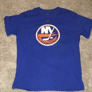 Blue Orange Tavares New York Islanders NHL jersey style t shirt L mens